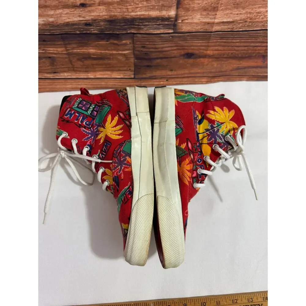 Vintage 1980s Converse Skidgrip Rare Tropical Print Made in USA 7.5 Funky Retro